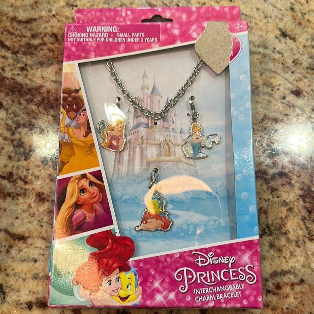 DISNEY princess Interchangeable Charm Bracelet Ariel Rapunzel Tangled Cinderella